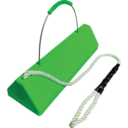 Checkers Safety SafeRay  Aircraft Wheel Chock with Loop Rope Cable Handle, Urethane, Fluorescent Green, 24" W x 8" D x 6" H Sidevic Inc.