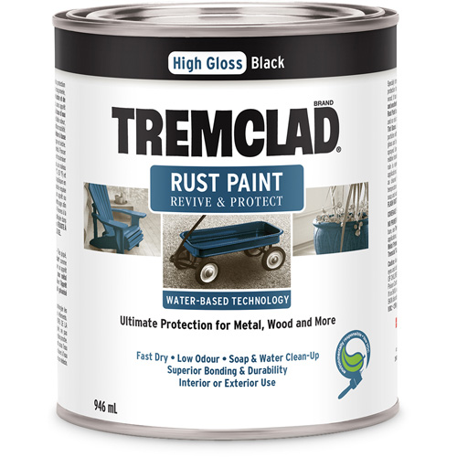 Tremclad&reg; Water-Based Rust Paint, 946 ml, Can, Black Sidevic Inc.