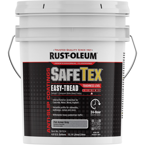 SafeTex&reg; Easy-Tread Acrylic Coating, 4 gal., Water-Based, Flat Finish/Textured, Grey Sidevic Inc.