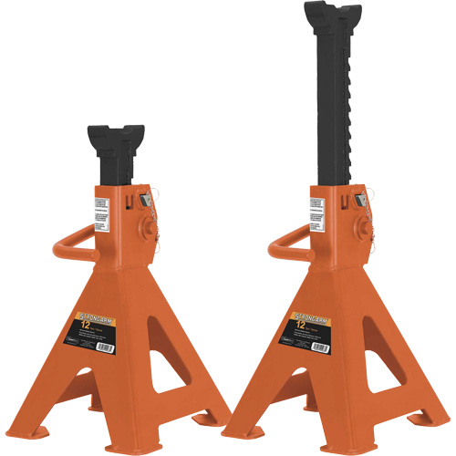 872B Jack Stands, Locking Handle/Ratchet, 12 Ton(s) Capacity, 19-1/4" - 28-1/3" H Sidevic Inc.