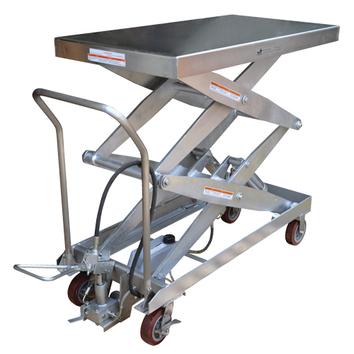 Pneumatic Hydraulic Scissor Lift Table, Stainless Steel, 47-1/4" L x 24" W, 1500 lbs. Cap. Sidevic Inc.