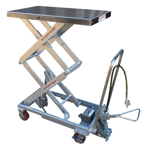 Table &eacute;l&eacute;vatrice &agrave; ciseaux hydraulique pneumatique, Acier inoxydable, 32-1/2" lo x 19-3/4" la, Cap. 1000 lb Sidevic Inc.