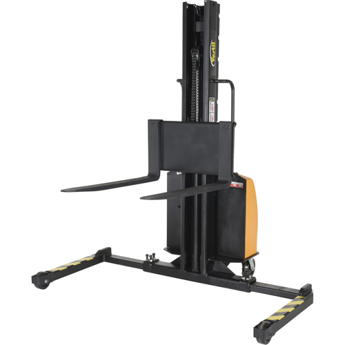 Narrow Mast Powered Lift Stacker, Electric Operated, 1500 lbs. Capacity, 63" Max Lift Sidevic Inc.