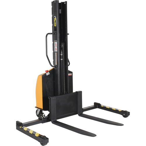 Narrow Mast Powered Lift Stacker, Electric Operated, 1500 lbs. Capacity, 63" Max Lift Sidevic Inc.