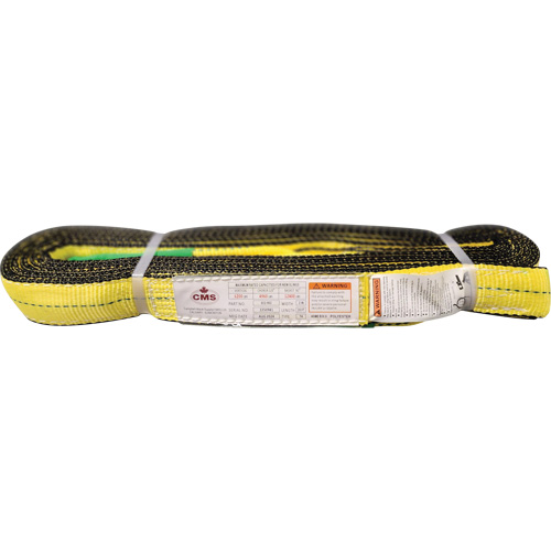 Polyester Web Sling, Double Ply, Twisted Eye, Type 4, 2" W x 20' L, 6400 lbs. Vertical Cap. Sidevic Inc.