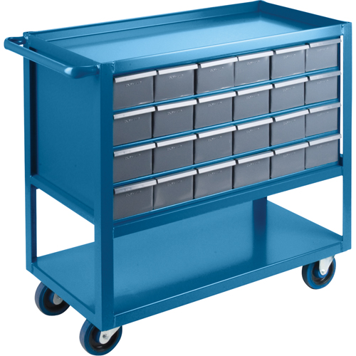Drawer Shelf Cart, 1200 lbs. Capacity, Steel, 18" x W, 35" x H, 36" D, Rubber Wheels, All-Welded, 24 Drawers Sidevic Inc.