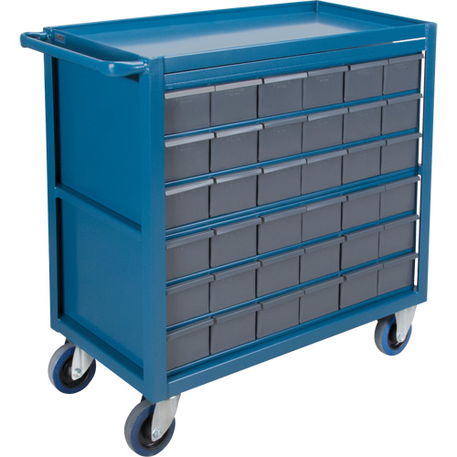 Drawer Shelf Cart, 1200 lbs. Capacity, Steel, 18" x W, 35" x H, 36" D, Rubber Wheels, All-Welded, 36 Drawers Sidevic Inc.