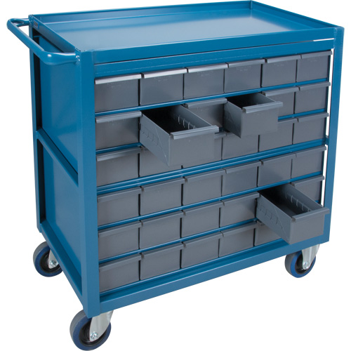 Drawer Shelf Cart, 1200 lbs. Capacity, Steel, 18" x W, 35" x H, 36" D, Rubber Wheels, All-Welded, 36 Drawers Sidevic Inc.