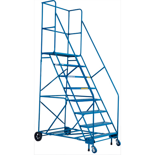 CSA-Certified Rolling Step Ladder with Locking Step, 8 Steps, 30" Step Width, 72" Platform Height, Steel Sidevic Inc.