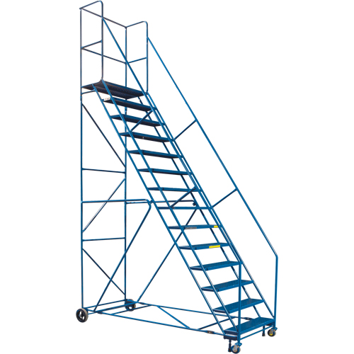Escabeau roulant certifi&eacute; par la CSA avec pied verrouillable, 14 marches, Largeur de la marche 30", Hauteur de la plateforme 128", Acier Sidevic Inc.