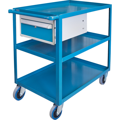 Chariots &agrave; tablettes avec tiroir, 1200 lb Capacit&eacute;, Acier, 24" x la, 36" x ha, 36" p, Roues en Caoutchouc, Enti&egrave;rement soud&eacute;, 1 tirroirs Sidevic Inc.
