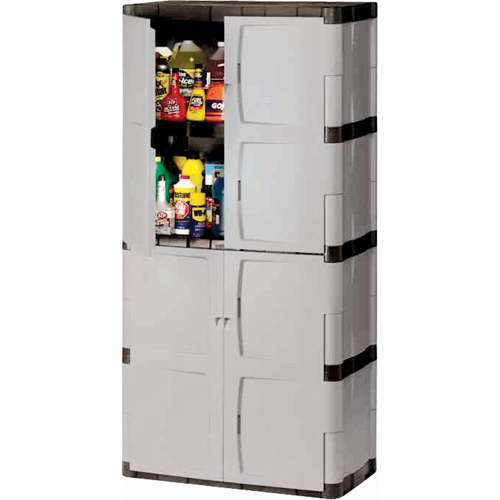 Heavy-Duty Cabinets, Plastic, 3 Shelves, 72" H x 36" W x 18" D, Mica and Charcoal Sidevic Inc.