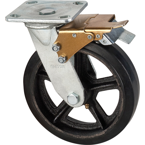 Mold-on Caster, Swivel with Brake, 8" (203.2 mm), Rubber, 660 lbs. (299 kg.) Sidevic Inc.