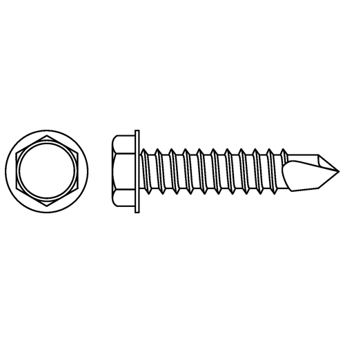 Self Drill Hex Washer, #10 x 1" L, Stainless Steel Sidevic Inc.