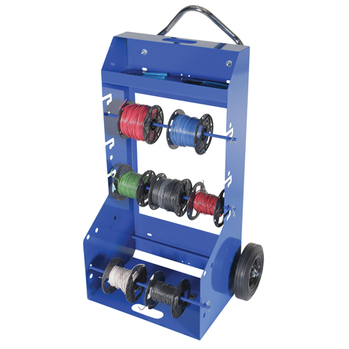 Portable Wire Reel Caddy, Steel, 4 Rod, 29" W x 47-5/16" H x 21-7/8" D, 300 lbs. Capacity Sidevic Inc.
