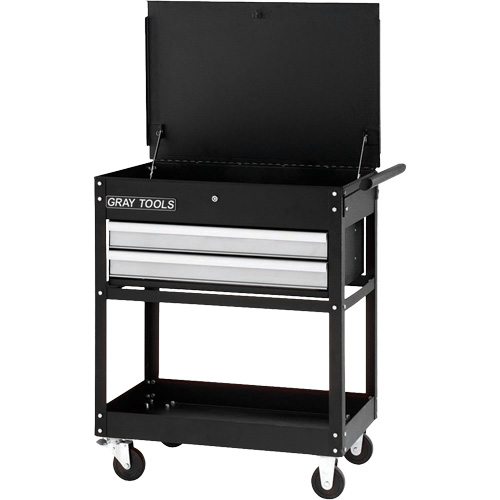 Utility Cart, 2 Drawers, 30-1/4" L x 19" W x 35-3/4" H, Black Sidevic Inc.