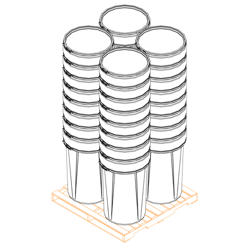 Baril emboîtable en poly&eacute;thyl&egrave;ne, 55 gal. US (45 gal. imp.), Dessus ouvert, Jaune Sidevic Inc.