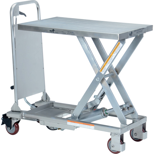 Manual Hydraulic Scissor Lift Table, 27-1/2" L x 17-5/8" W, Partial Stainless Steel, 400 lbs. Capacity Sidevic Inc.