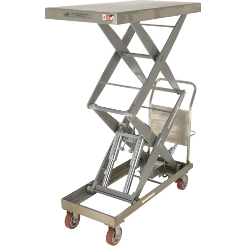 Manual Hydraulic Scissor Lift Table, 47-1/2" L x 24" W, Partial Stainless Steel, 1500 lbs. Capacity Sidevic Inc.
