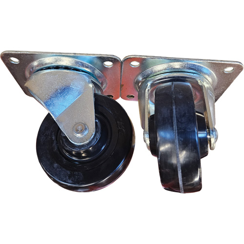 Plate Caster, Swivel, 4" (101.6 mm), Rubber, 225 lbs. (102 kg.) Sidevic Inc.