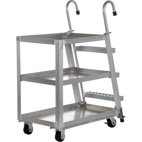 Stockpicker Truck, Aluminum, 21-7/8" W x 40" D, 3 Shelves, 660 lbs. Capacity Sidevic Inc.