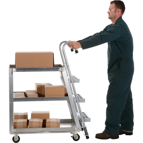 Stockpicker Truck, Aluminum, 21-7/8" W x 40" D, 3 Shelves, 660 lbs. Capacity Sidevic Inc.