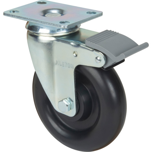 Caster, Swivel with Brake, 5" (127 mm), Polyolefin, 250 lbs. (113.4 kg) Sidevic Inc.