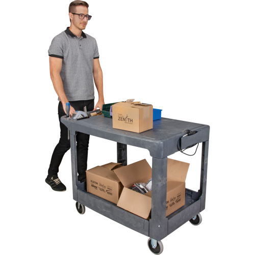 Flat-Shelf Utility Service Cart, 2 Tiers, 25-1/4" x 32-1/4" x 44", 550 lbs. Capacity Sidevic Inc.