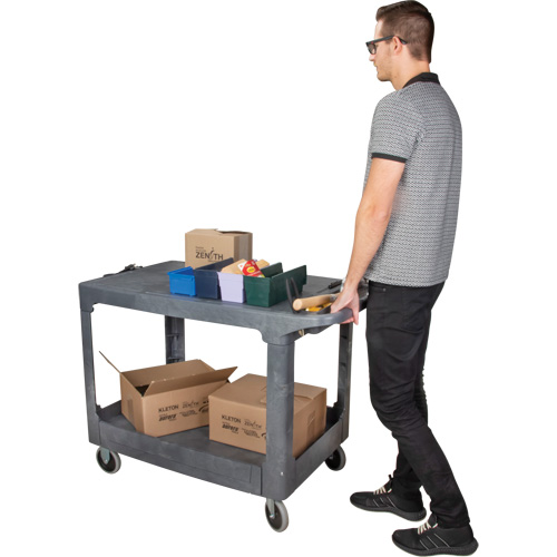 Flat-Shelf Utility Service Cart, 2 Tiers, 25-1/4" x 32-1/4" x 44", 550 lbs. Capacity Sidevic Inc.