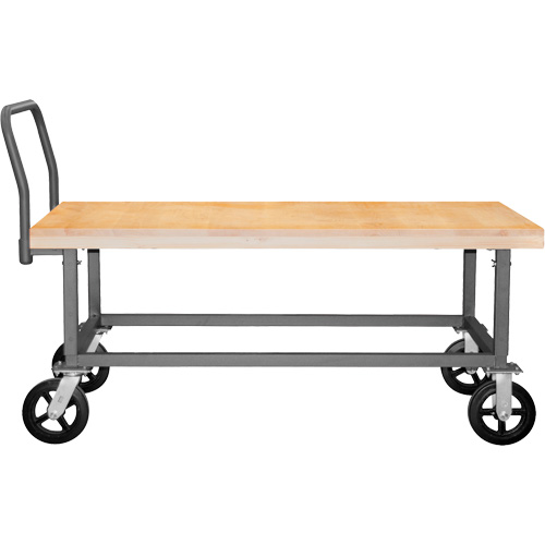 Chariot &agrave; plateforme ajustable en bois, 48" lo x 24" la, Capacit&eacute; de 1800 lb, Roues en Caoutchouc moul&eacute; Sidevic Inc.