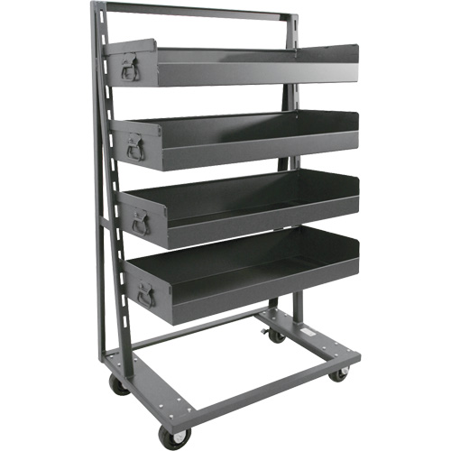 Single-Sided Heavy Duty A-Frame Cart with 4 Large Lipped Trays, 38" x 25" x 63", 2500 lbs. Capacity Sidevic Inc.