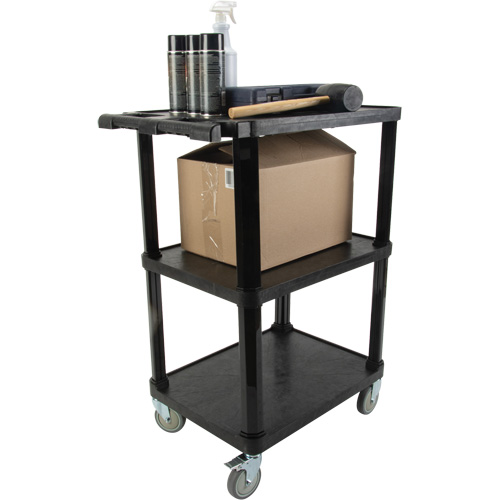 Utility Cart with Flat Shelf, 3 Tiers, 18-1/8" x 37-3/8" x 27-3/4", 330 lbs. Capacity Sidevic Inc.