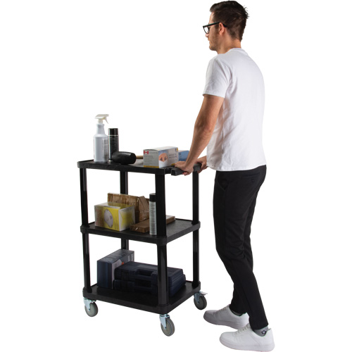 Utility Cart with Flat Shelf, 3 Tiers, 18-1/8" x 37-3/8" x 27-3/4", 330 lbs. Capacity Sidevic Inc.