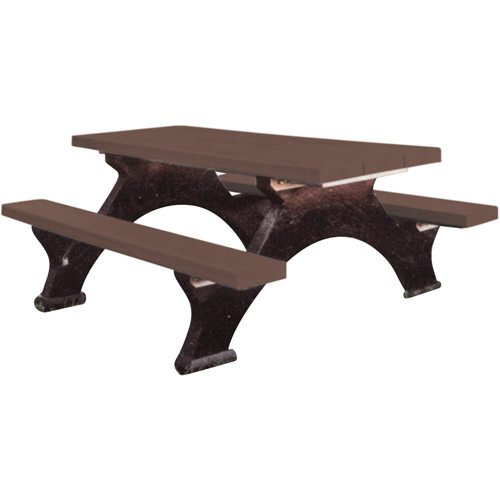 Recycled Plastic Picnic Tables, 8' L x 62-1/4" W, Brown Sidevic Inc.