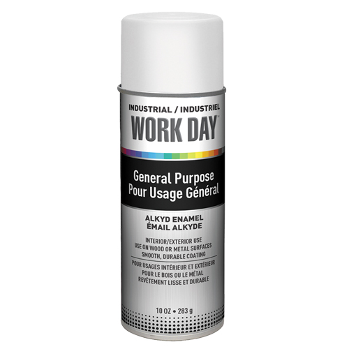 Industrial Work Day Paint, White, Gloss, 10 oz., Aerosol Can Sidevic Inc.