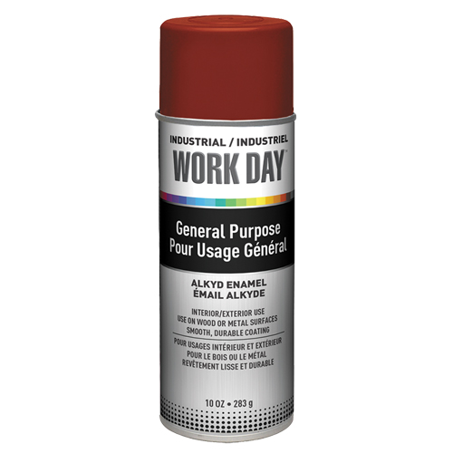 Peinture industrielle Work Day, Rouge, Tr&egrave;s mat, 10 oz, Canette a&eacute;rosol Sidevic Inc.
