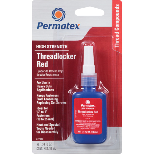 Low Viscosity Threadlocker, Red, High, 10 ml, Bottle Sidevic Inc.