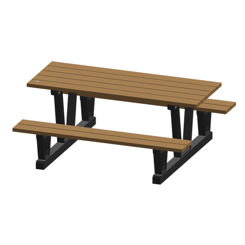 Recycled Plastic Outdoor Picnic Tables, 72" L x 60-5/16" W, Redwood Sidevic Inc.