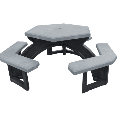 Tables de pique-nique hexagonales en plastique recycl&eacute;, 78" lo x 78" la, Gris Sidevic Inc.