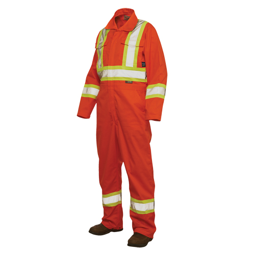 Combinaison de s&eacute;curit&eacute; non doubl&eacute;e, Grand, Orange haute visibilit&eacute; Sidevic Inc.
