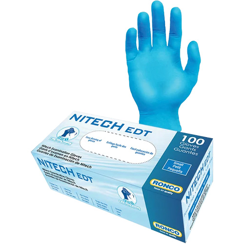 EDT&reg; Examination Gloves, Small, Nitech&reg;, 5-mil, Powder-Free, Blue, Class 2 Sidevic Inc.