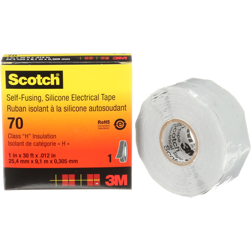 Scotch&reg; Self-Fusing Silicone Rubber Electrical Tape, 25.4 mm (1") x 9 m (30'), Grey, 12 mils Sidevic Inc.