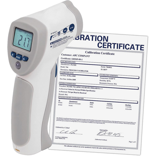 Thermom&egrave;tre &agrave; infrarouge alimentaire avec certificat de calibration, -4°- 392° F ( -20° - 200° C )/-58°- 4° F ( -50° - -20° C ), 8:1, &eacute;missivit&eacute; Fixe Sidevic Inc.