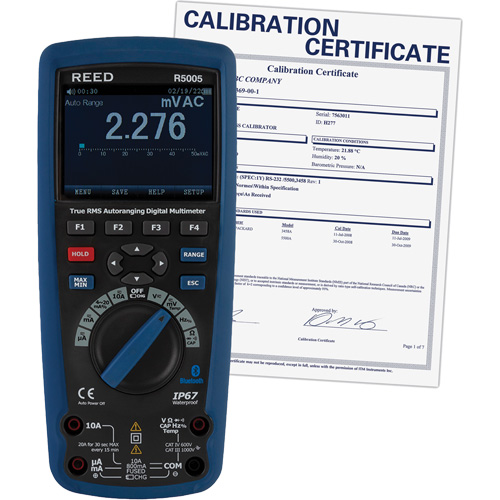 True RMS Industrial Multimeter with Calibration Certificate, AC/DC Voltage, AC/DC Current Sidevic Inc.