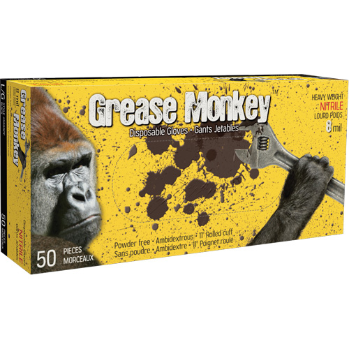 Grease Monkey&reg; Gloves, Large, Nitrile, 8-mil, Powder-Free, Black Sidevic Inc.