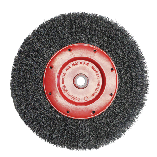 Economy Crimped Wire Wheel Brushes - Narrow Face, 6" Dia., 0.014 Fill, 2" Arbor Sidevic Inc.