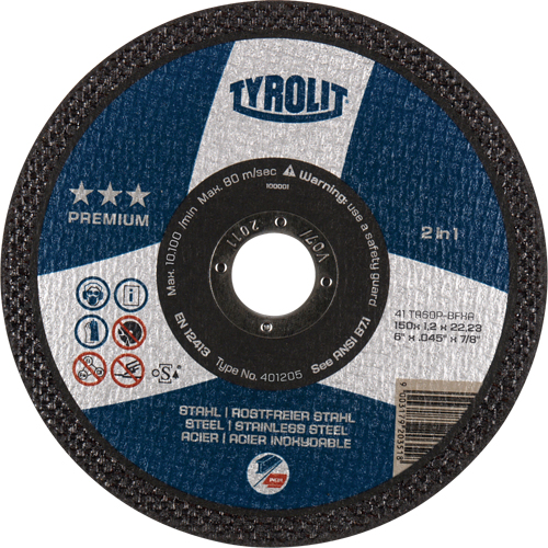 Premium 2 In 1 Thincut Cut-Off Wheel, 7" x 1/16", 7/8" Arbor, Type 1, Aluminum Oxide, 8600 RPM Sidevic Inc.