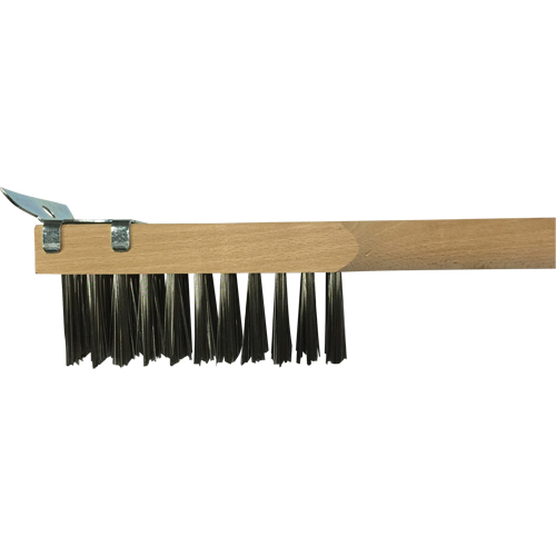 Brosse de nettoyage avec racloir, Acier inoxydable, 3 x 10 rangs de fils, Longueur 20" Sidevic Inc.