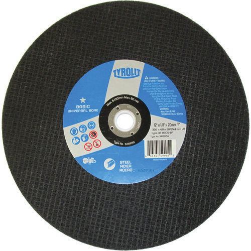 Basic Cut-Off Wheel, 12" x 1/8", 1" Arbor, 1, Aluminum Oxide Sidevic Inc.