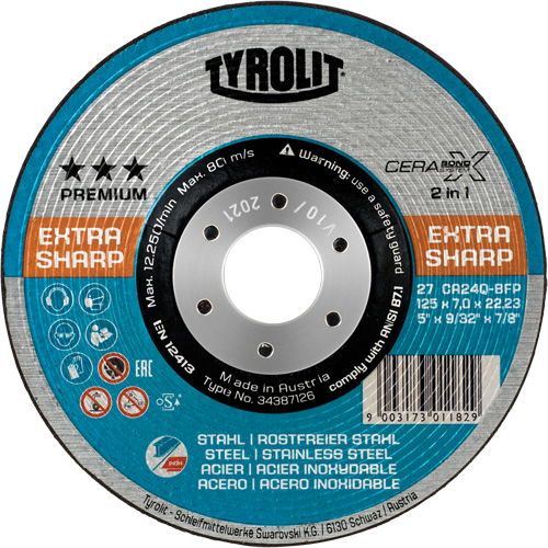 Cerabond X Combination Wheel, 4-1/2" x 5/32", 7/8" Arbor, Type 27, 24 Grit, Ceramic Sidevic Inc.